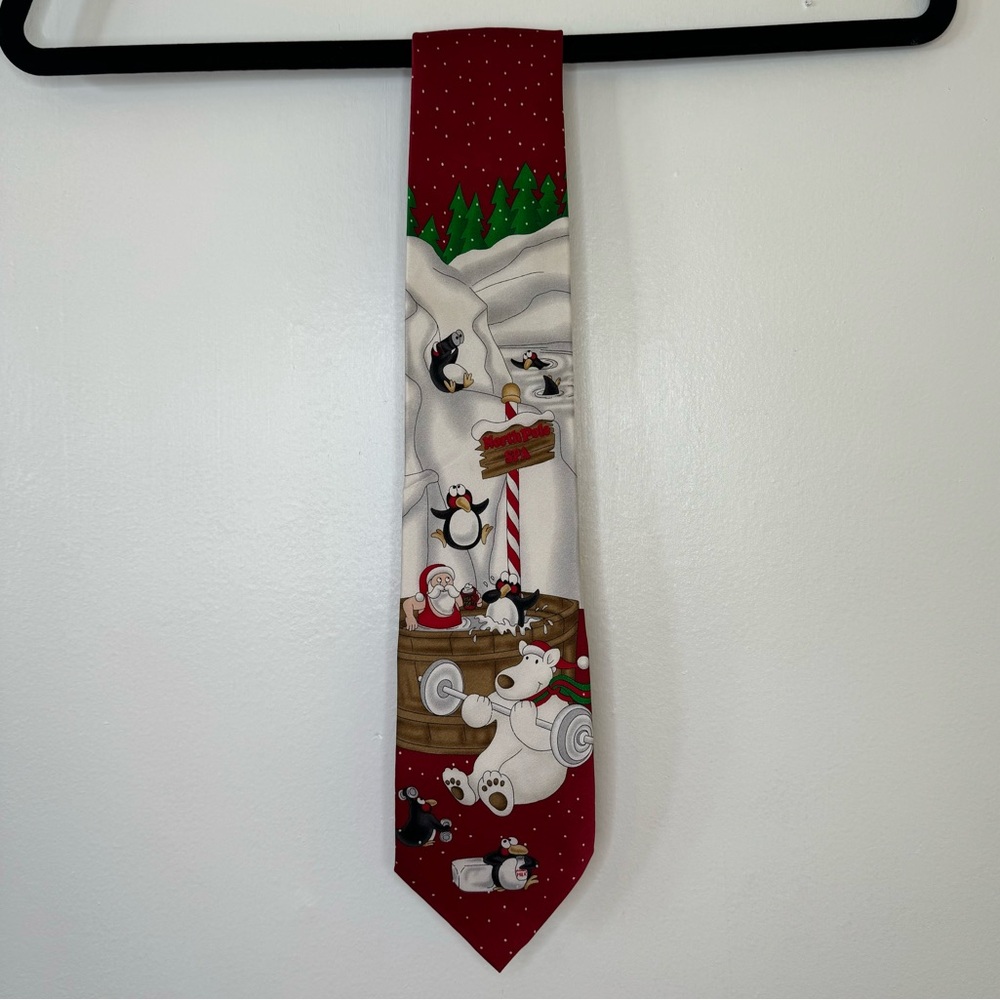 Polar Pals All Silk Christmas Holiday Patterned Tie